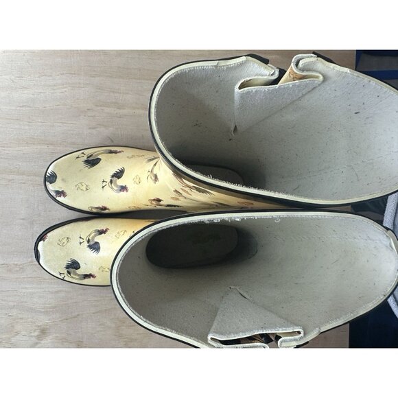 Western Chief Womens Size 7 Chicken Roost Mid Cream Rain boot Waterproof Farm - Picture 3 of 5